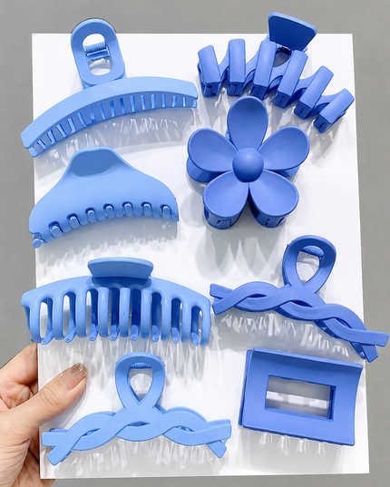 Kit com 8 Peças Presilhas de Cabelo Hairclips Femininos Piranhas Coloridas Delicadas