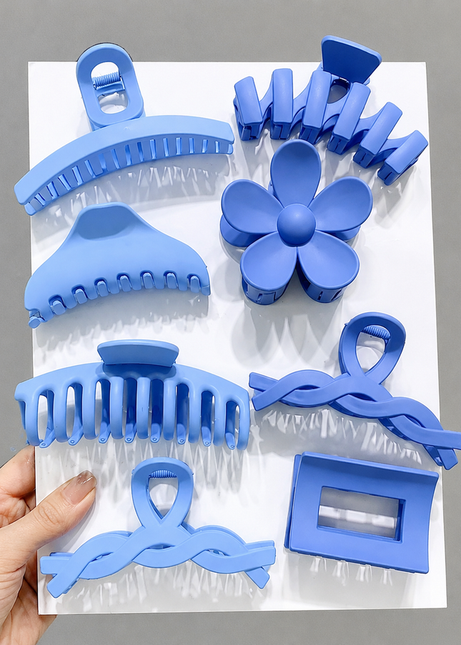 Kit com 8 Peças Presilhas de Cabelo Hairclips Femininos Piranhas Coloridas Delicadas