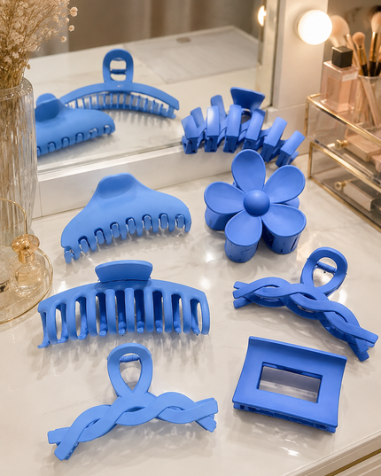 Kit com 8 Peças Presilhas de Cabelo Hairclips Femininos Piranhas Coloridas Delicadas